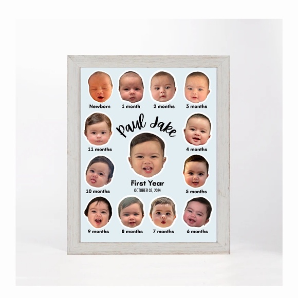 3D Baby Milestones Shadow Box: Personalized First Year Keepsake - Picture 8 of 13